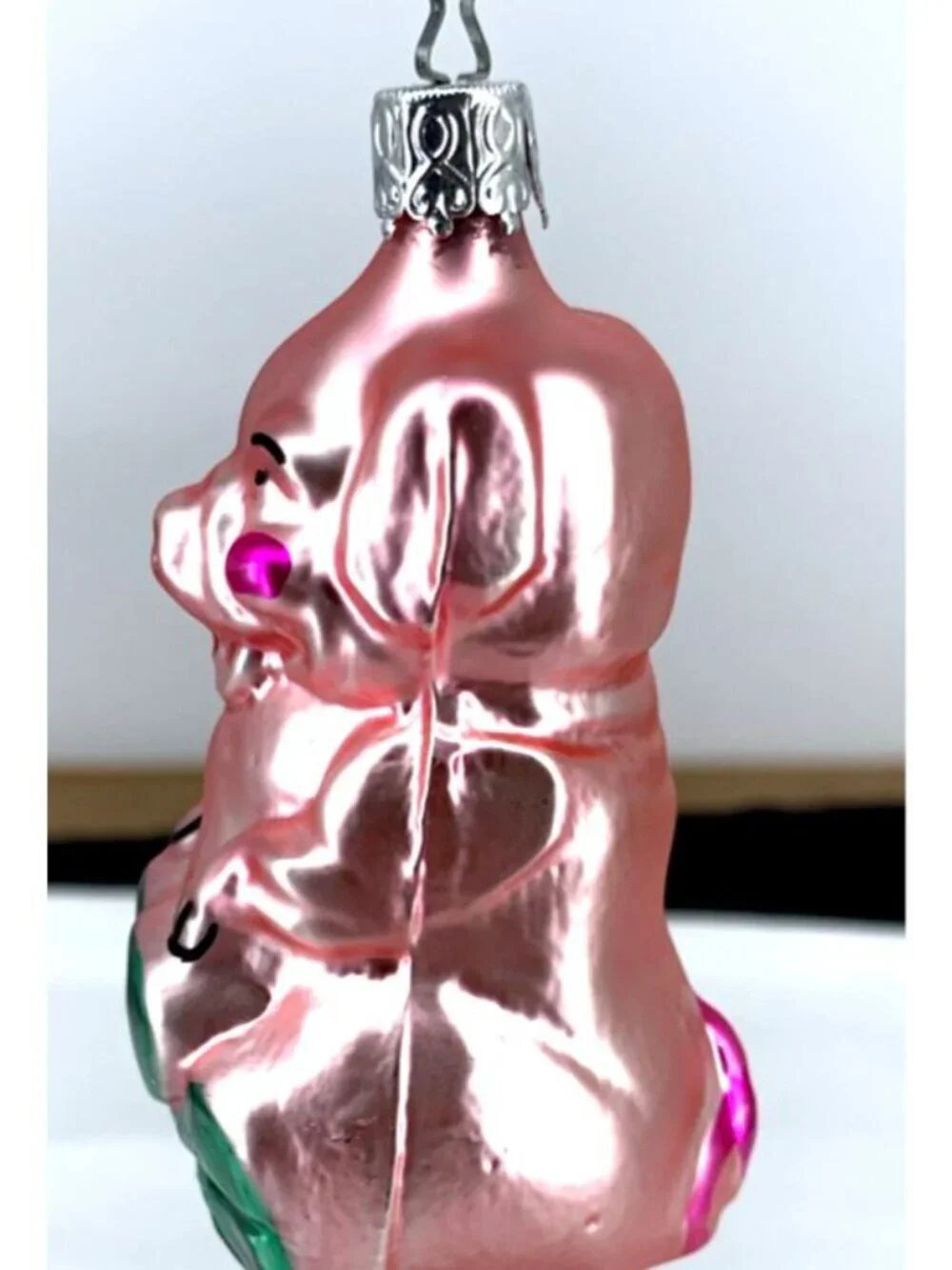 Inge Glas Old World Pig Four Leaf Clover Glass Ornament 4